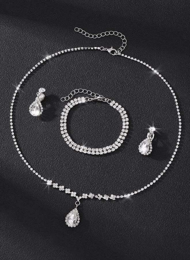 تايك تو طقم 3 قطع عقد كريستال وسوار وأقراط